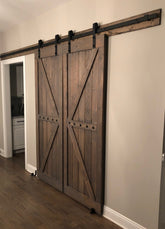 Room interior with the Custom Double British Brace K Style Barn Door